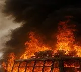 Rajasthan Bus Fire Sleeper Bus Burns After Contact With High Tension Wire