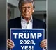US President hints at running for 3rd term with Trump 2028 AI image