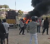 Hyderabad Four Cars Gutted in Fire Accident