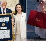 Trump Gets Nobel Gift from Machado Gives a Red Bag