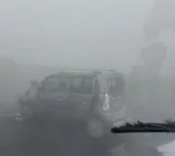 Uttar Pradesh road accident Multiple vehicles collide on NH 9 due to dense fog