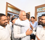 Harish Rao Hugs KTR at BRS Office After SIT Questioning