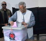 Muhammad Yunus Casts Vote in Dhaka Bangladesh Elections