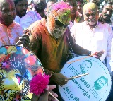 Jaggareddy Celebrates Holi with Dance and Dappu in Sangareddy