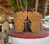 Chadhalavada Srinivasa Rao Sri Venkateswaras feet appear in timber log
