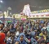 Tirumala Temple Sees Heavy Devotee Rush Queue Lines Extend to Sila Thoranam