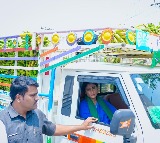 Andhra Congress chief Sharmila drives truck loaded with bananas to highlight farmers’ plight