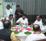 Revanth Reddy Lunches with Ration Sanna Biyyam Alongside Komati Reddy