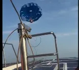 Goa Paragliding Accident Man Falls Into Sea After Cable Breaks