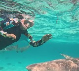 Hina Khan swims with sharks in the Maldivian sea