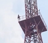 Kadapa Youth Johnny Creates Stir Climbing Hyderabad Radio Tower
