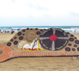 20-feet-long Veena sand art created at Puri Beach as a tribute to Asha Bhosle