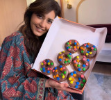 Raashii Khanna enjoys a sweet surprise by Vidya Balan on the sets of Anees Bazmee's next