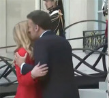 Emmanuel Macron And Giorgia Melonis Paris Meet Viral Hug Steals The Spotlight