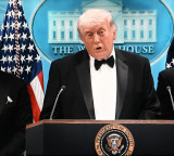 Trump falls during shooting scare at dinner event