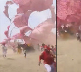 Natures wrath on a wedding ceremony A strong wind that destroyed everything in minutes Heres the video