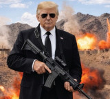 Trump threatens Iran with AI picture of himself with a gun