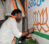 Kishan Reddy Wall Writing for Modi Visit to Telangana