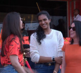 PV Sindhu Supports SRH with Husband at IPL Match