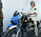 Chandrababu Naidu Rides Royal Enfield Bike in Srikakulam