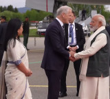 PM Modi arrives in Oslo, Norway PM Jonas Gahr Store welcomes him at airport