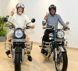 Chandrababu Naidu Rides Royal Enfield Bullet 350 Photos