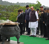 Defence Minister Rajnath Singh pays homage to Korean war heroes at National Cemetery in Seoul