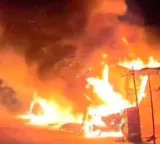 Maddimadugu Fire Accident Five Shops Gutted in Nagar Kurnool