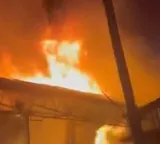 Medak District Container Fire Burns New Cars