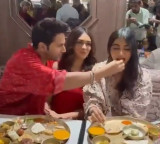 Varun Dhawan feeds Gulab Jamun to Mrunal Thakur and Pooja Hegde