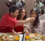 Varun Dhawan feeds Gulab Jamun to Mrunal Thakur and Pooja Hegde