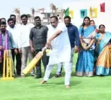 Malla Reddy plays cricket