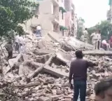 Torrential Rain Four story building collapses in Delhi