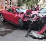 Ferrari car creates havoc in Hyderabad Jubilee Hills