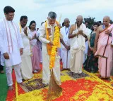 Chandrababu Naidu sweeps with golden broom at Amaravati Jagannath Rath Yatra