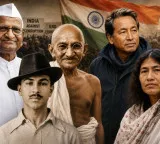 Anna Hazare and Mahatma Gandhi historic fasting protests in India