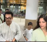 Aamir Khan returns to Mumbai with wife Gauri Spratt, stepson gets confused by paparazzi frenzy at airport