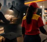 She attends college by day works till 10 pm at a petrol pump
