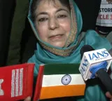 Former Jammu Kashmir CM Mehbooba Mufti holds Tricolour upside down BJP slams