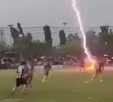 Football player dies after being struck by lightning during match video