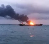 Merchant vessel catches fire after attack near Strait of Hormuz