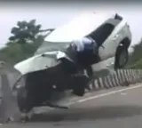 Aban Ahmed Gangster Atiq Ahmed son tragic death car flies in air video