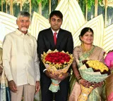 Chandrababu Naidu attends Press Academy Chairman Alapati Suresh son wedding reception