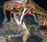 Six killed as bus rams into truck in Telangana