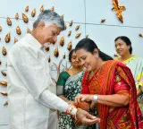 Women leaders tie Rakhis to Andhra Pradesh CM Naidu