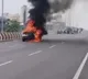 Car burnt on Vijayawada Benz Circle new flyover