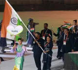 Grand opening of Asian Games Pawan Sehrawat and Manu Bhaker as Indian flag bearers