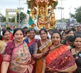 Vasundhara Devi pulls the chariot during Srivari Brahmotsavam
