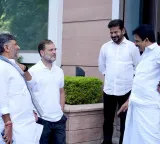 Revanth Reddy and DK Shivakumar chat with Rahul Gandhi before CWC meeting