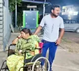 Hospital negligence Son protests in front of MLA house by pushing mother in a wheelchair
